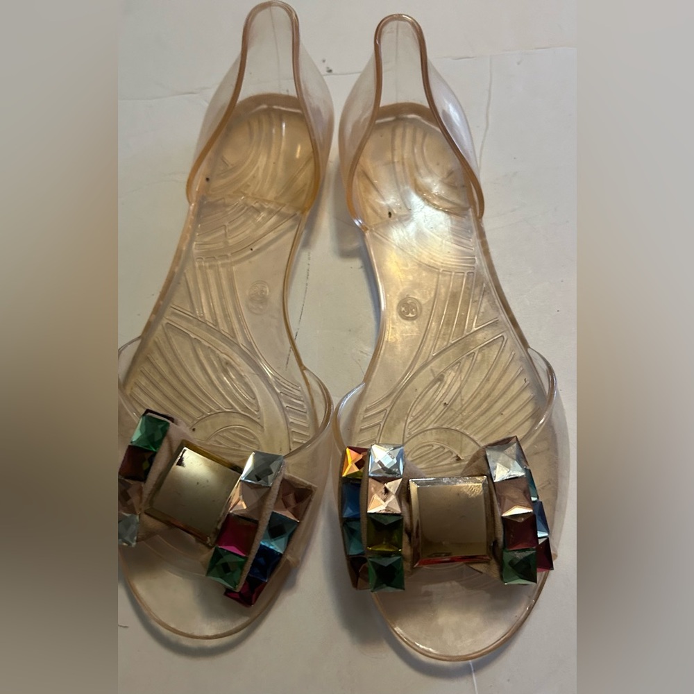 Women Summer Bowknot Jelly Plastic Sandals Flat Heels beach Sandals Comfy Shoes